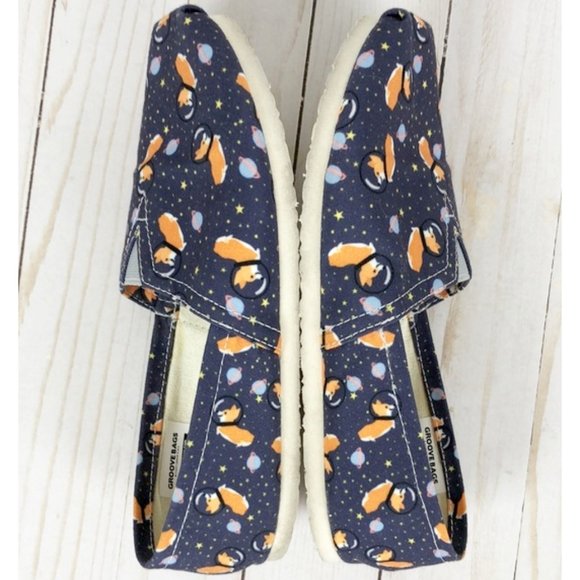 Groove Bags Space Corgi Slip-Ons Ballet Flats Loafers Dog Dogs Puppy Pups Tom's - Picture 10 of 15